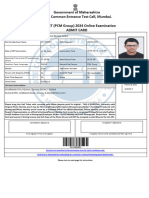 Government of Maharashtra State Common Entrance Test Cell, Mumbai. MHT-CET (PCM Group) 2024 Online Examination Admit Card