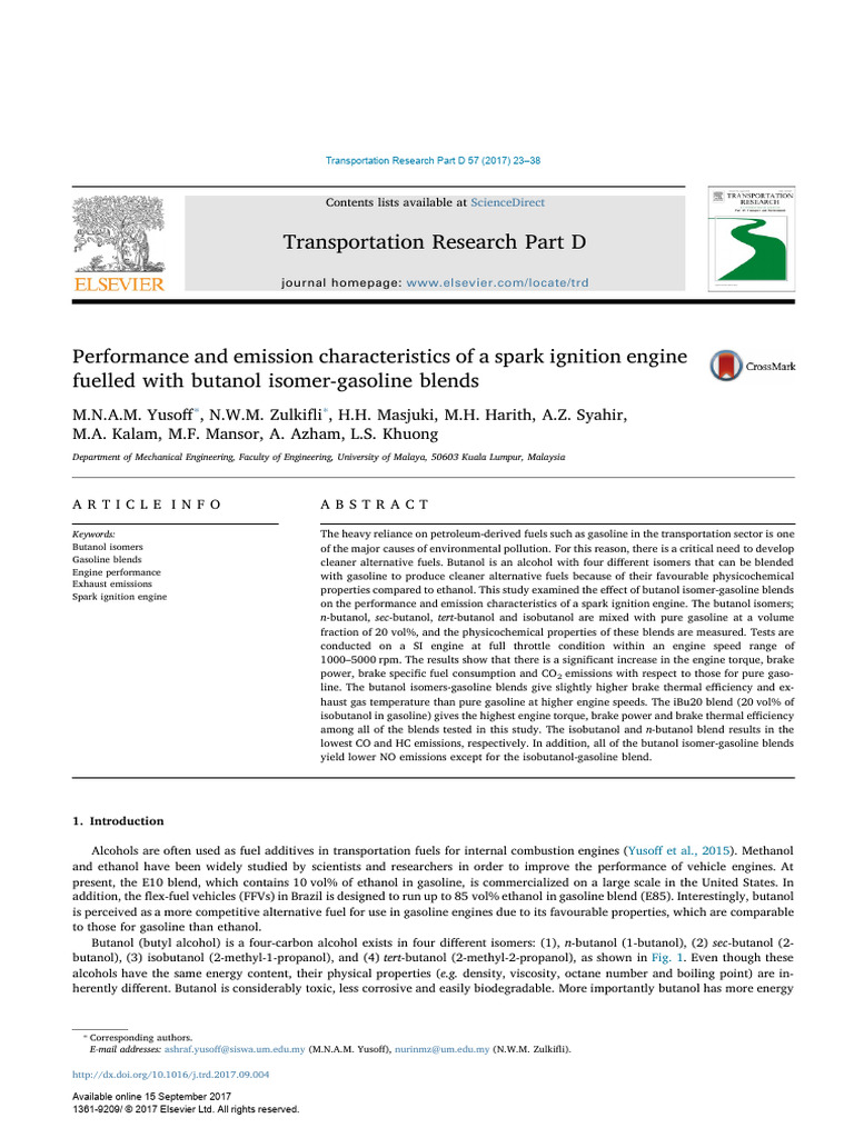 Performance and Emission Characteristics of A Spark Ignition Engine ...