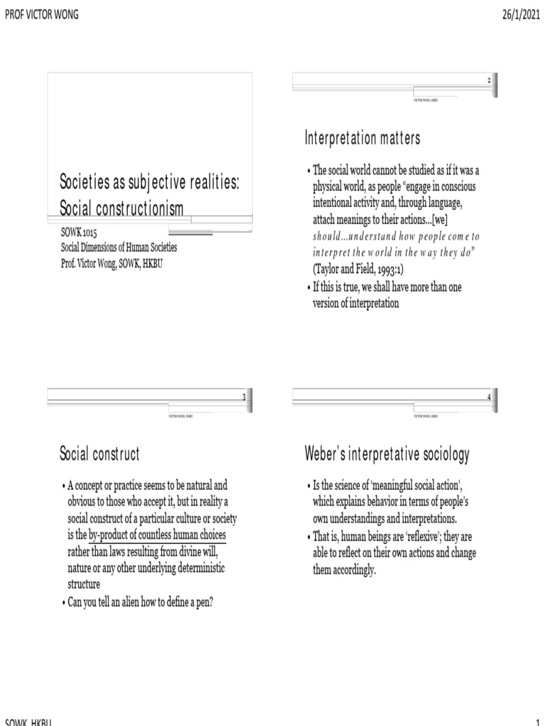 Societies As Subjective Realities - Moodle | PDF | Social ...
