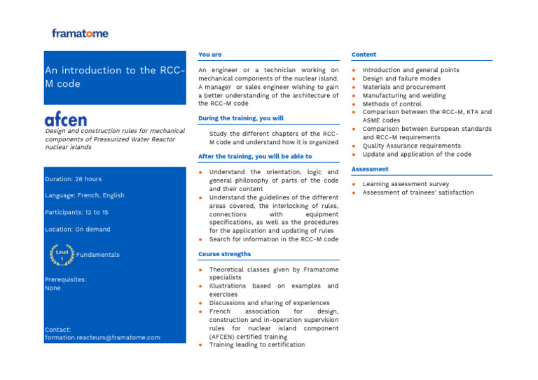 RCC-M Code Training Overview | PDF | Engineering