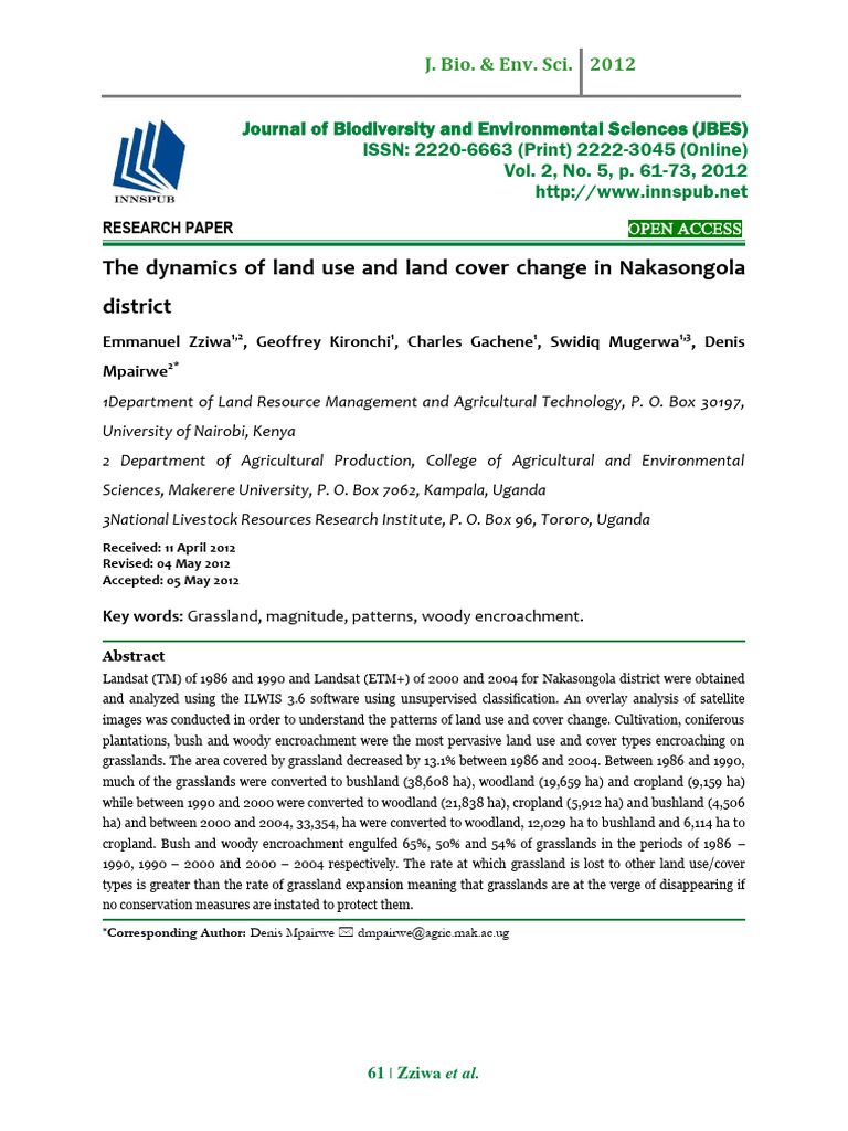 Land Use Change in Nakasongola District | PDF | Grassland | Agriculture