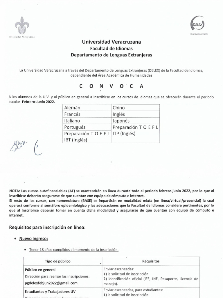 Horarios Cursos de Idiomas 2022 | PDF