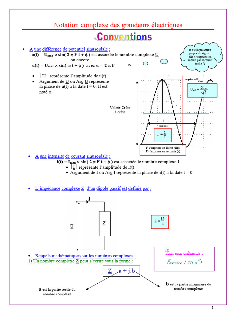 Notation complexe en électricité sinusoïdale | PDF | Module sur un ...
