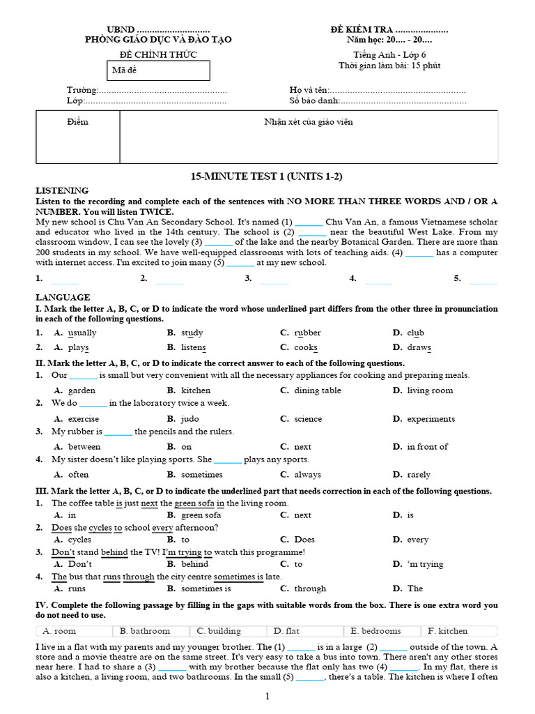 Minute test 1 units 1 2 download free pdf home interior design