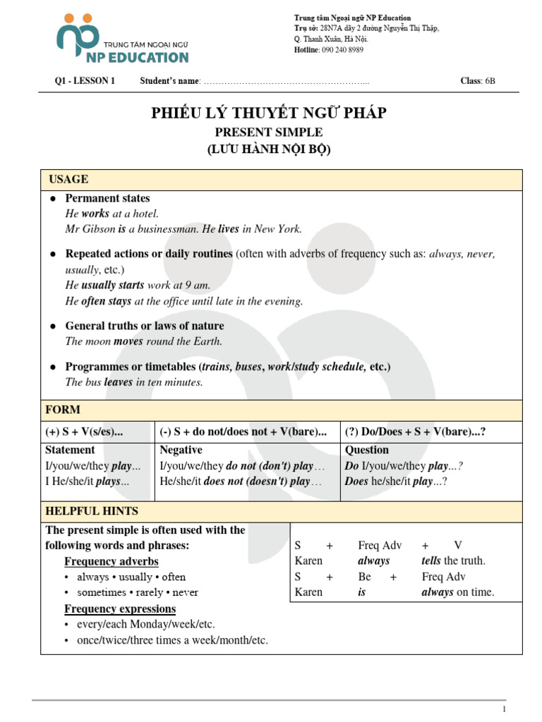 Present Simple Grammar Guide | PDF | Linguistic Typology | Syntax