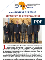 communiqué de presse le Président du CIO visite l’Afrique