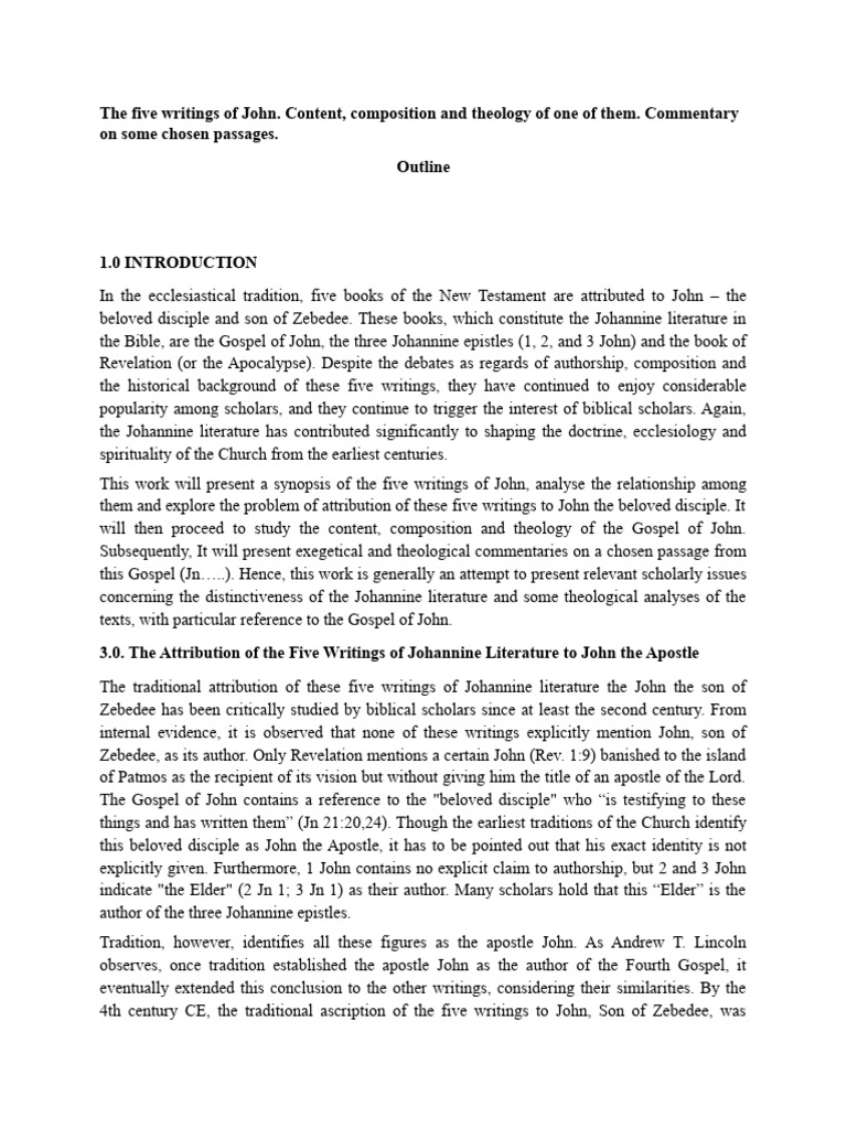 Overview of Johannine Literature | PDF | John The Apostle | Gospel Of John
