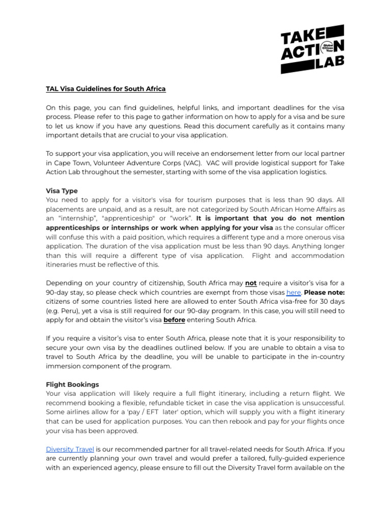Visa Guidelines For TAL | PDF | Travel Visa | Government And Personhood