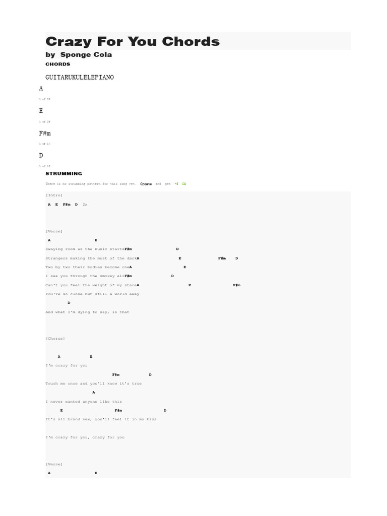 Crazy For You Chords PDF Song Structure Musical Forms