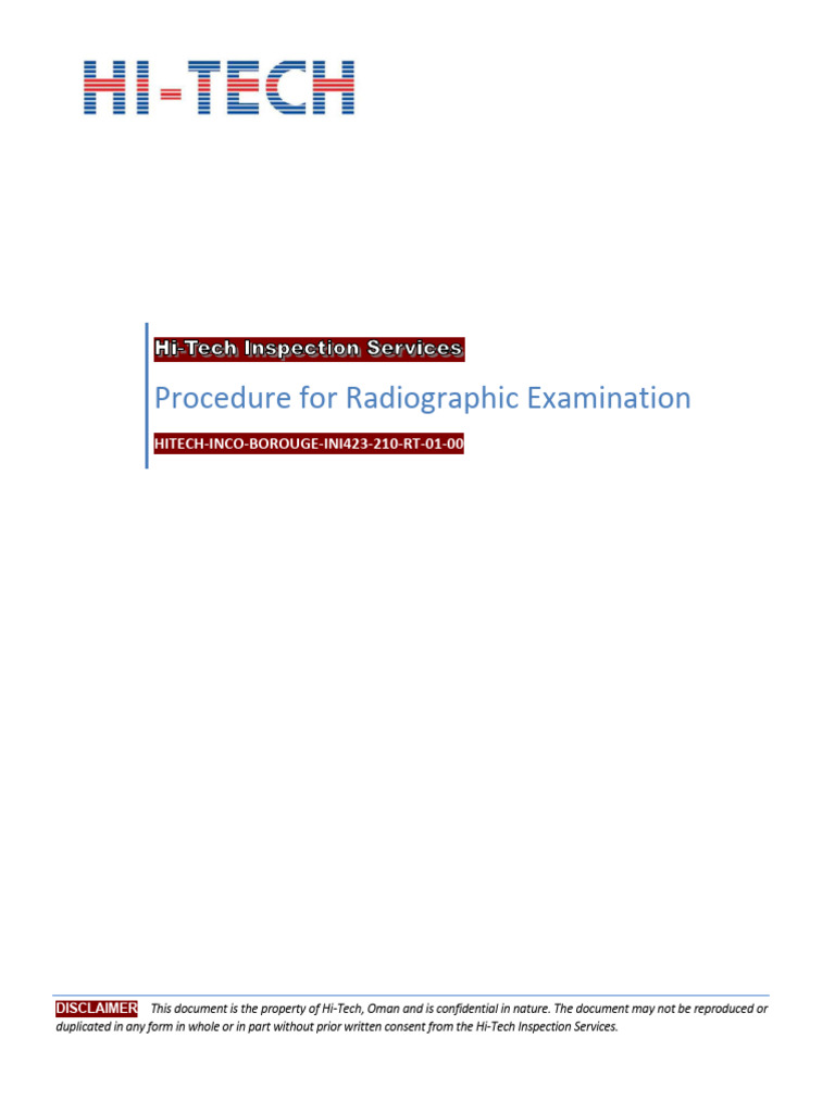 Radiographic Exam Procedure Guide | PDF | Nondestructive Testing ...