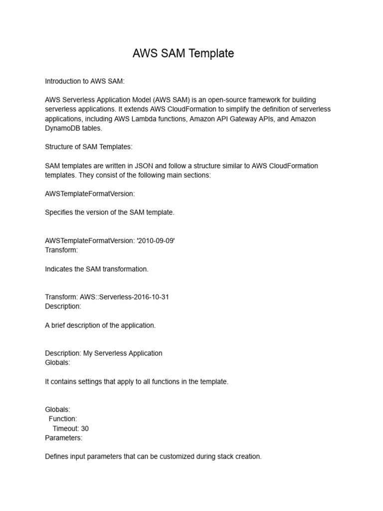 AWS SAM Template PDF Computer Programming Software Development