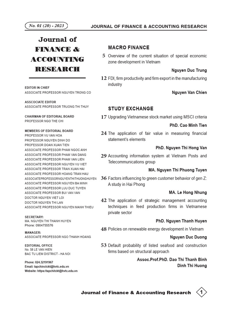 Research Journal of Finance & Accouting No.01 - 2023 | PDF