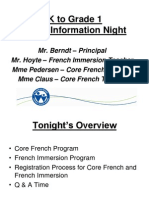 SK To Grade 1 French Information Night 2011