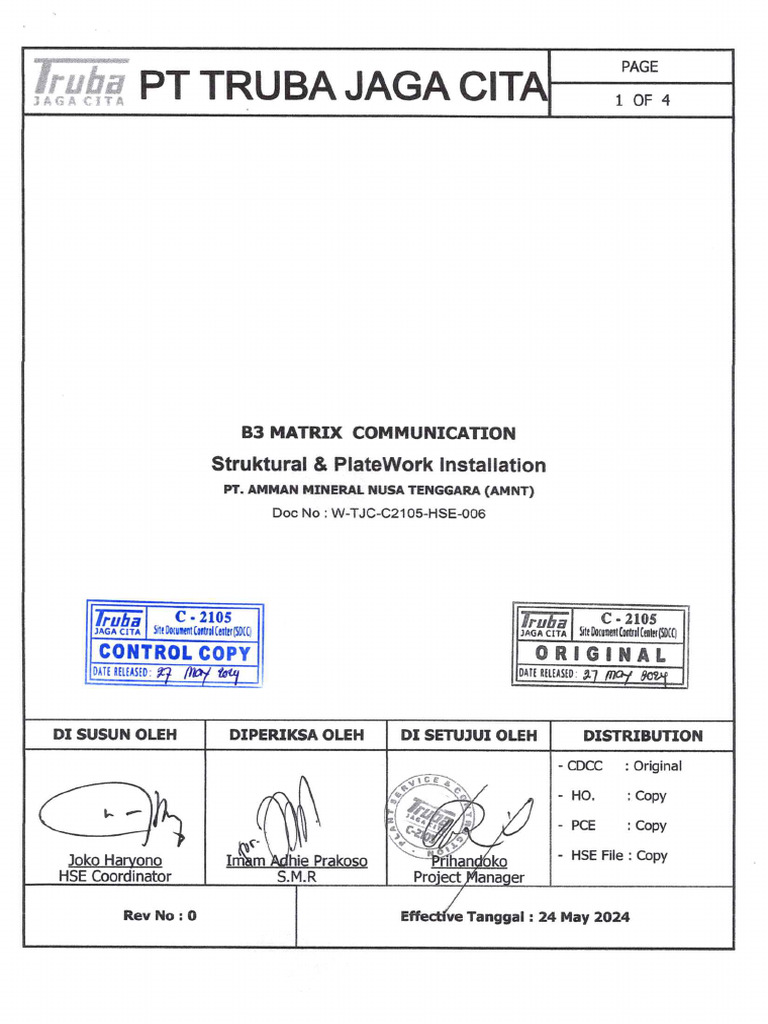 W-TJC-C2105-HSE-006 - 0 B3 Matrix Communication | PDF