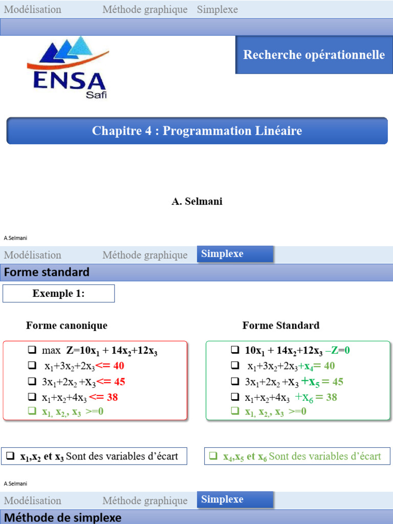 Programmation Linéaire : Méthode Simplexe | PDF | Concepts ...