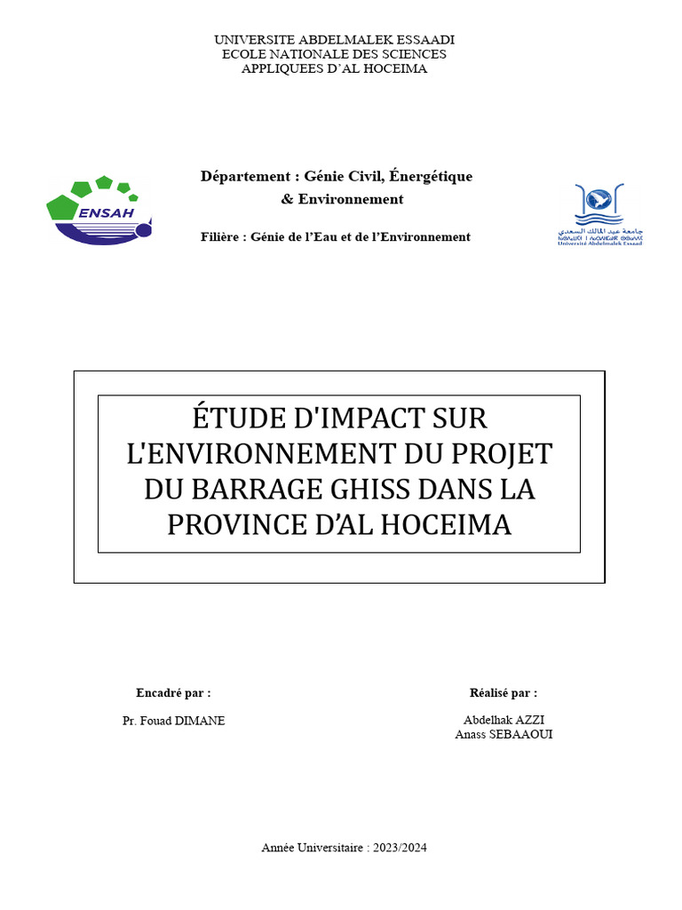 EIE Barrage Ghiss | PDF | Environnement naturel | Développement durable