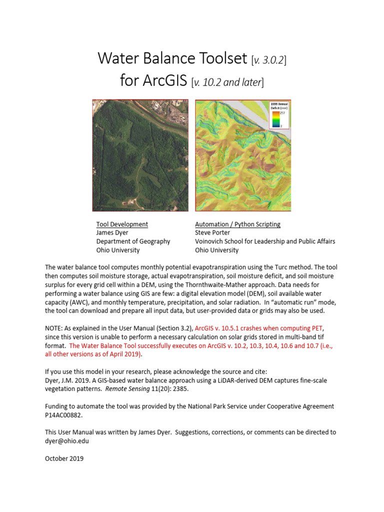 Water Balance Toolset for ArcGIS 3.0.2 | PDF | Evapotranspiration ...