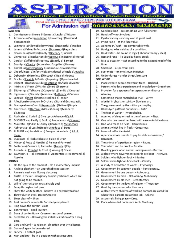 Voc Test 1,2,3 Below | PDF