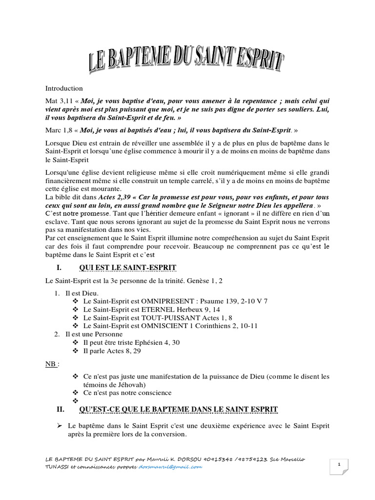 Comprendre le Baptême du Saint-Esprit | PDF | Baptisme | Saint-Esprit