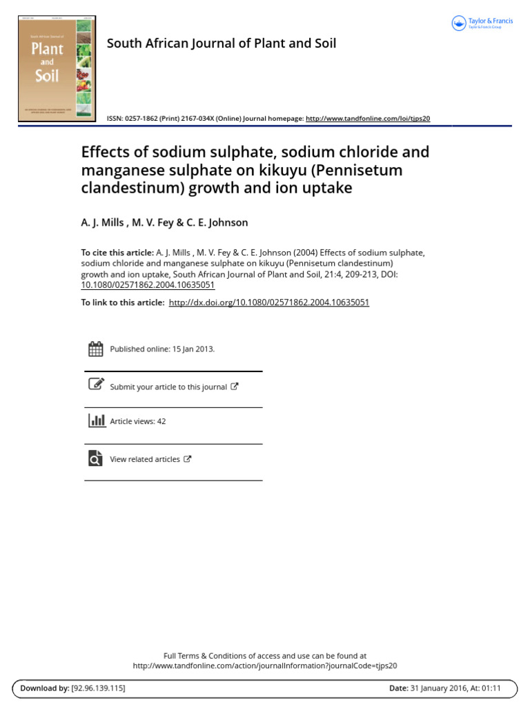 Effects of Sodium Sulphate Sodium Chloride and Man | Download Free PDF ...