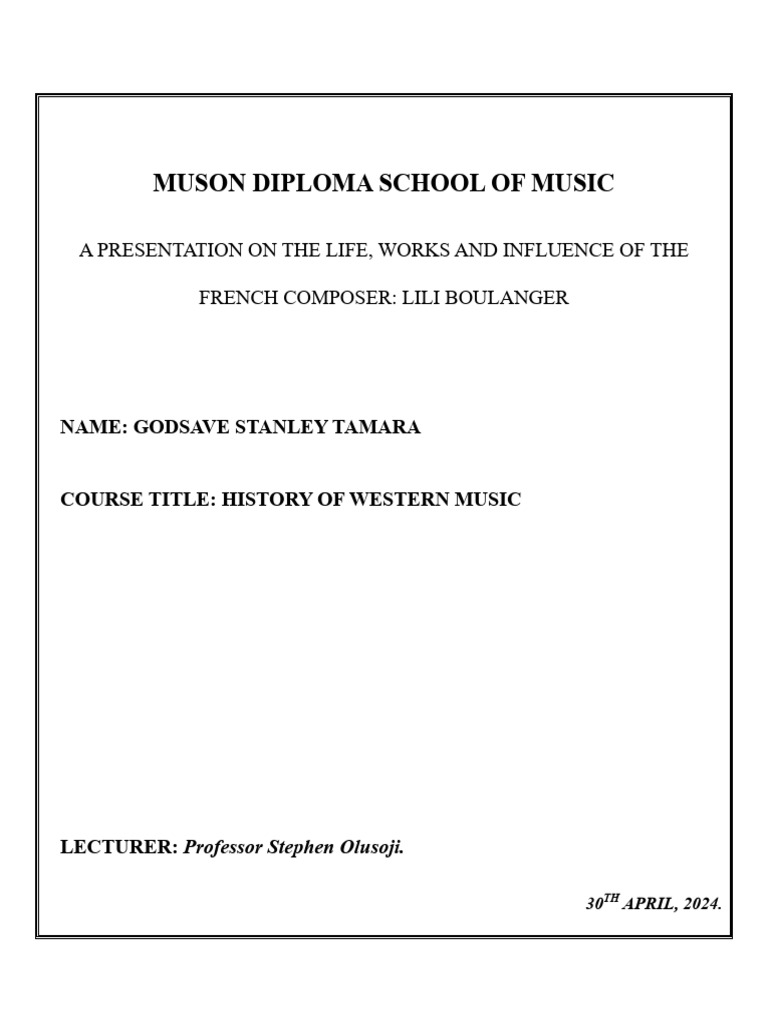 History - Lili Boulanger | PDF | Musicology | Musical Compositions