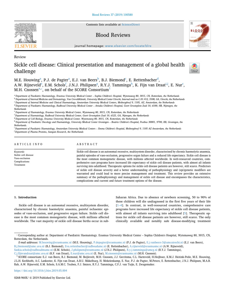 Sickle Cell Disease Review Download Free PDF Stroke Medicine