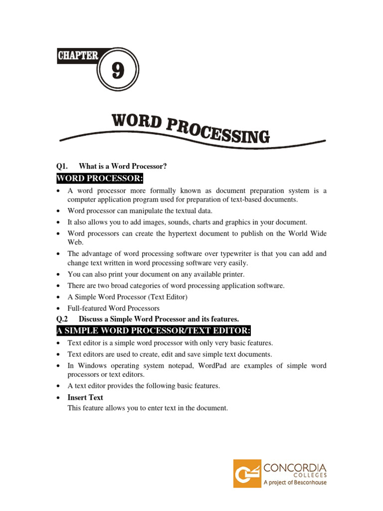 Word Processor Features Guide | PDF | Typefaces | Serif