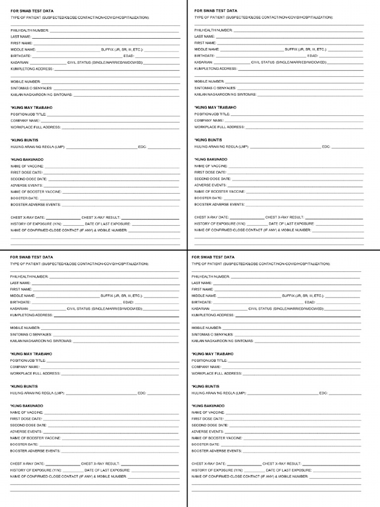 New Swab Test Walk in Form 04282022 | PDF