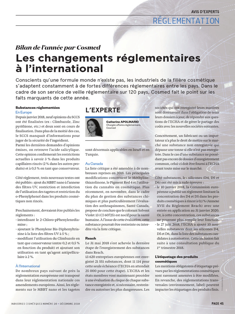 Changements réglementaires cosmétiques 2018 | PDF | Brexit | Cosmétique