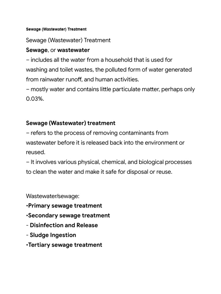 Sewage Treatment Process Guide | PDF | Sewage Treatment | Anaerobic ...