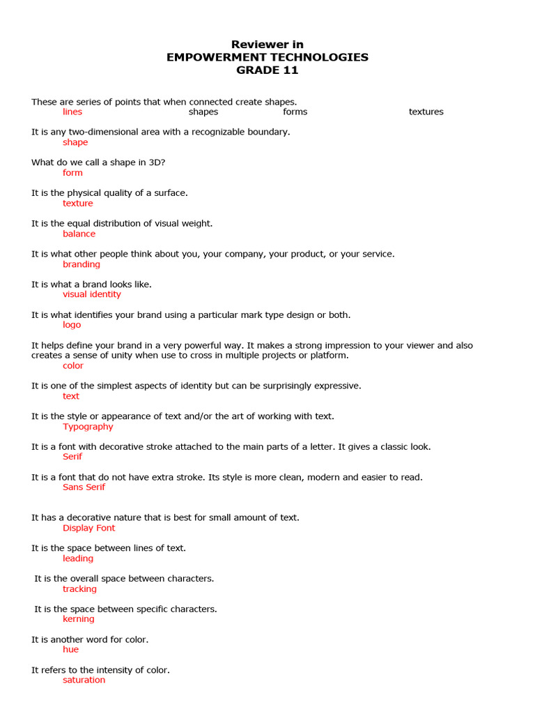 Reviewer in EMTECH | PDF | Typefaces | Typography