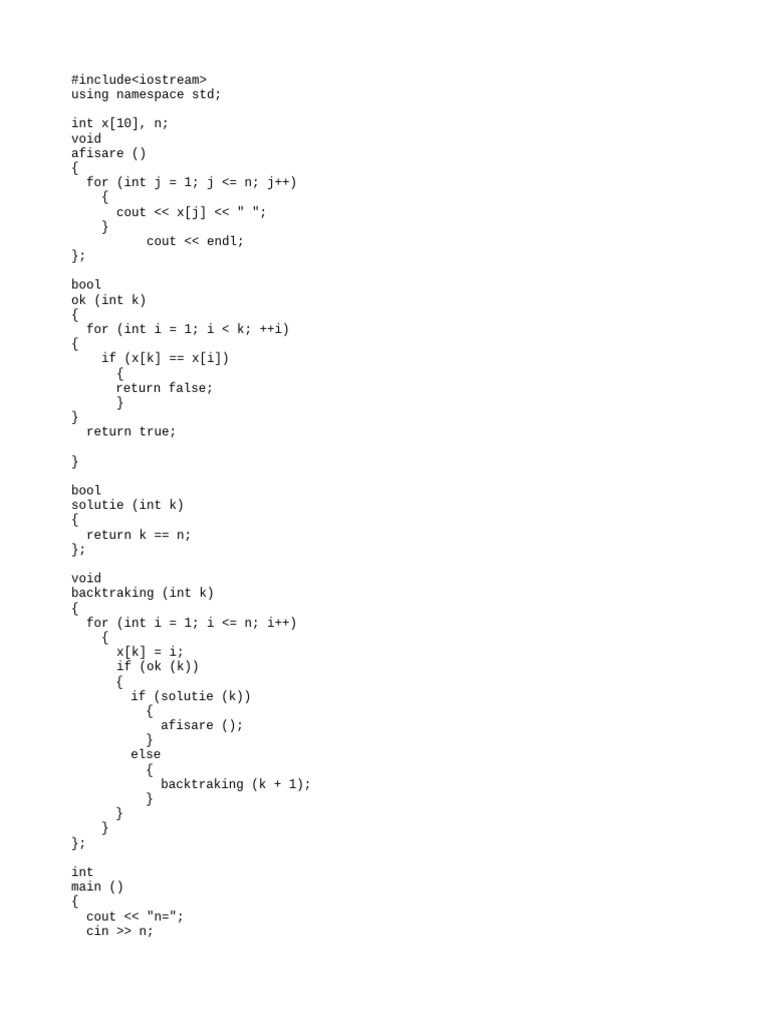 C++ Backtracking Algorithm Example | PDF
