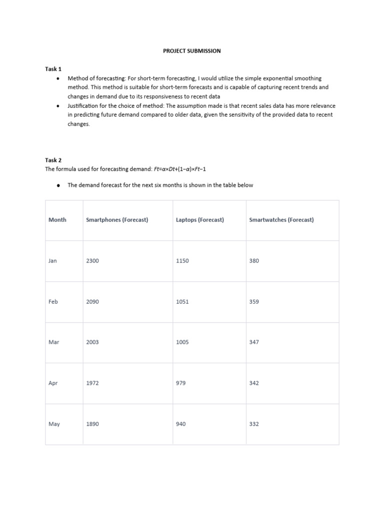 Project sample template pdf forecasting business
