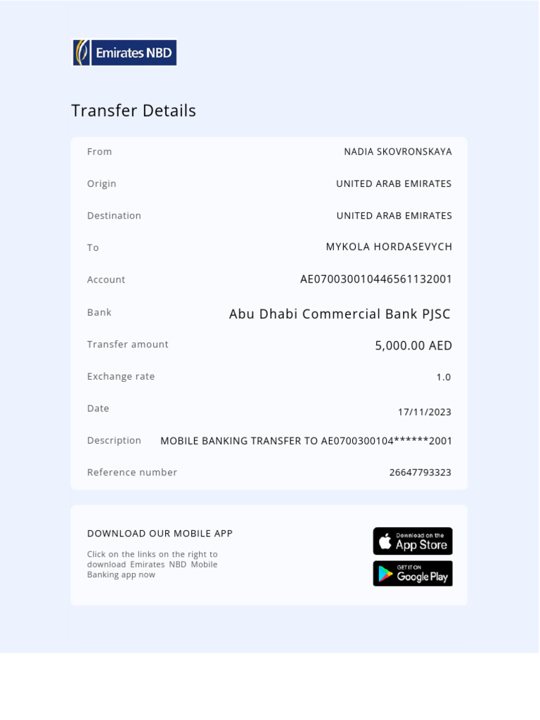Bank Transfer Receipt Details | PDF