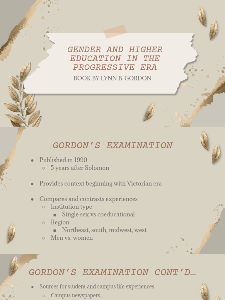 Gender and Higher Education in the Progressive Era | PDF | Progressive ...