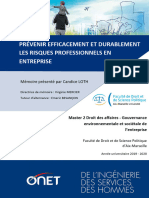 Mémoire - Prévenir Efficacement Et Durablement Les Risques Professionnels en Entreprise