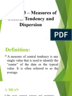 Chapter 3 - Measures of Central Tendency and Dispersion