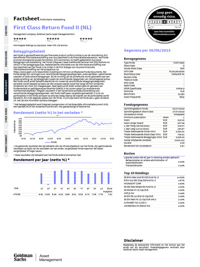 MR - NL0013019235 - First Class Return Fund II NL - N - NL - NL ...
