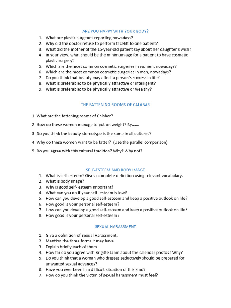 Body Image, Self-Esteem & Culture | PDF