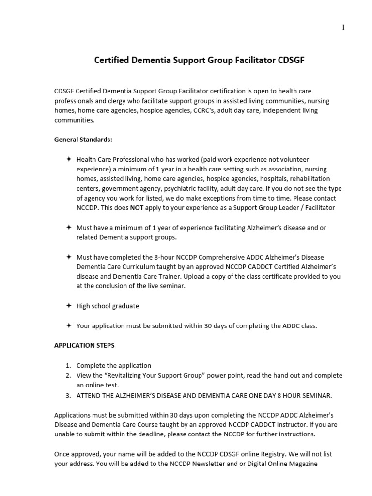 Certified Dementia Support Group Facilitator | PDF | Dementia ...