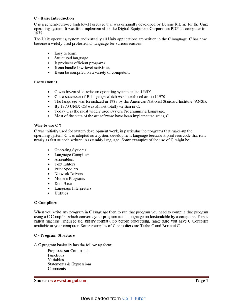 C programming note pdf integer computer science data type