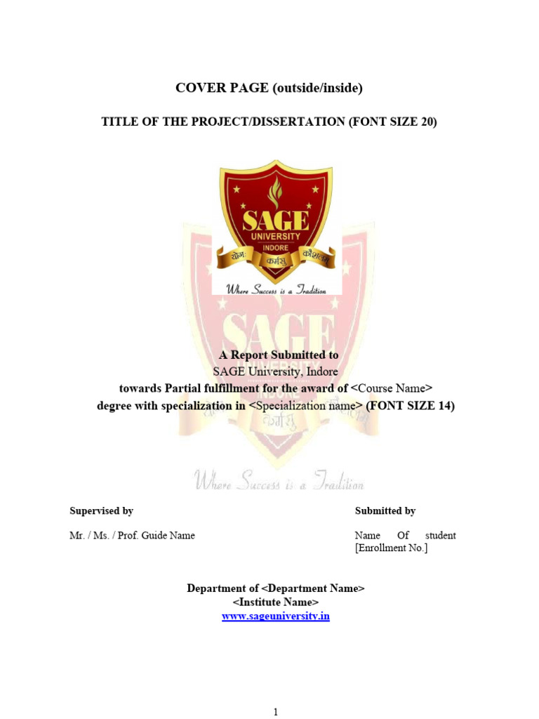 Dissertation Project Report Template | PDF | Thesis | Writing