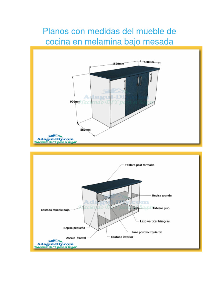 Planos y medidas de muebles en melamina | PDF