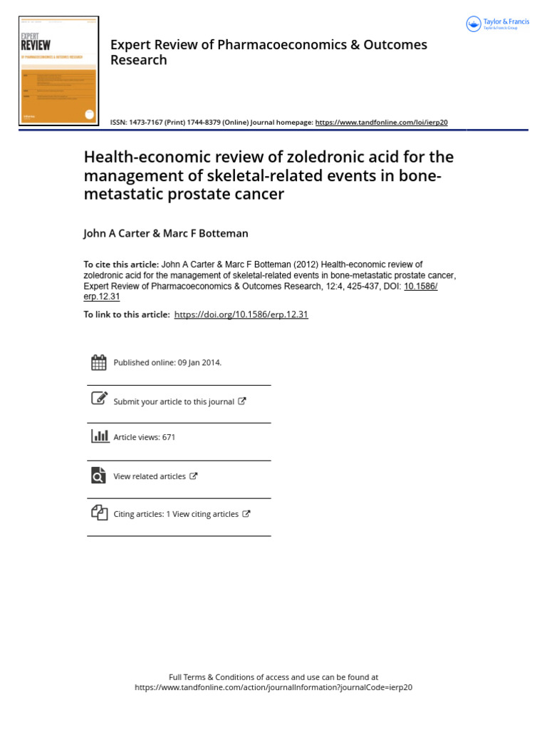 Health Economic Review of Zoledronic Acid For The Management of ...