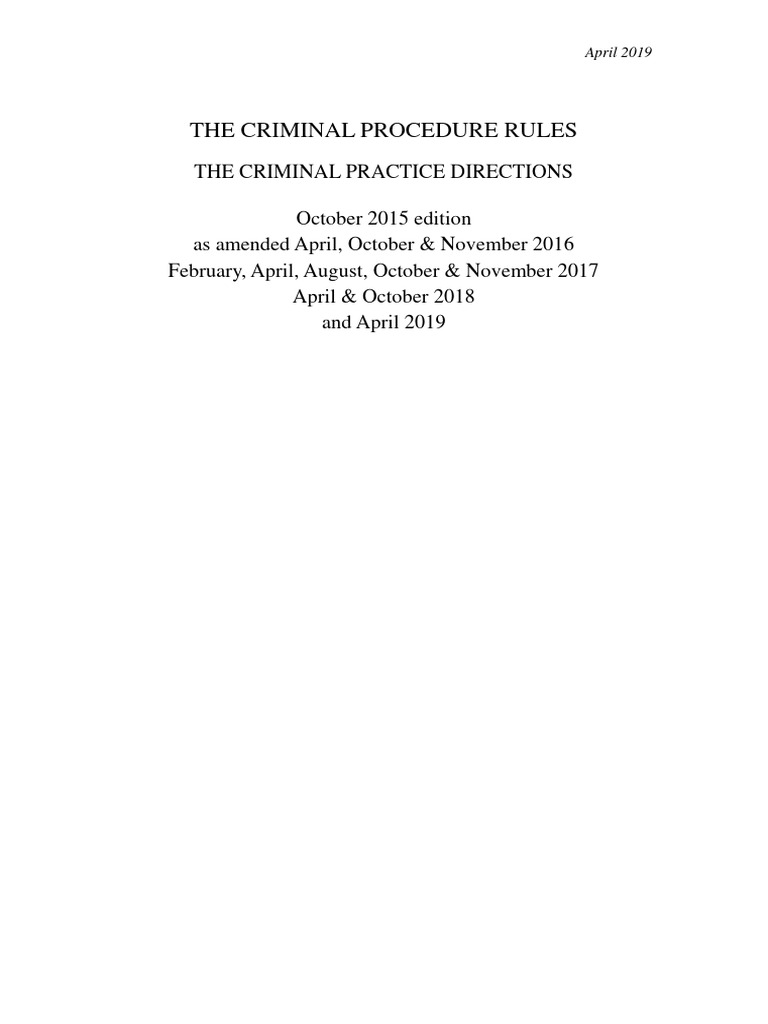 Criminal procedure rules practice directions april 2019 pdf