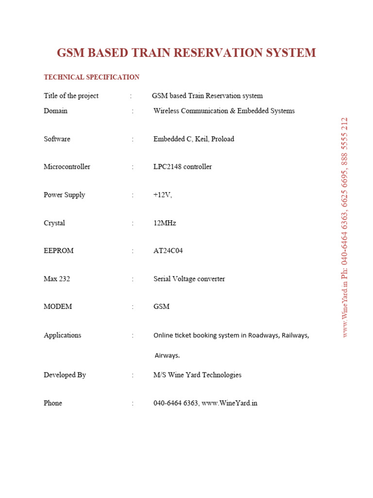 GSM Based Train Reservation System Using ARM7 | PDF | Microcontroller ...
