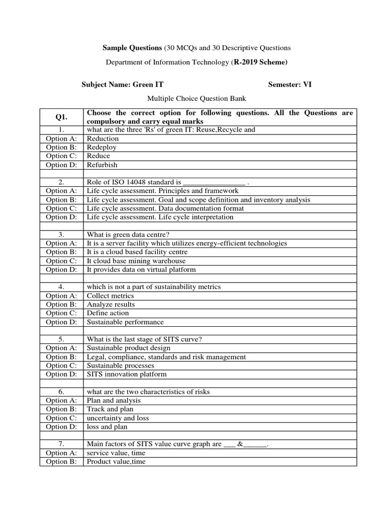 It sem vi green it sample questions 22 download free pdf cloud