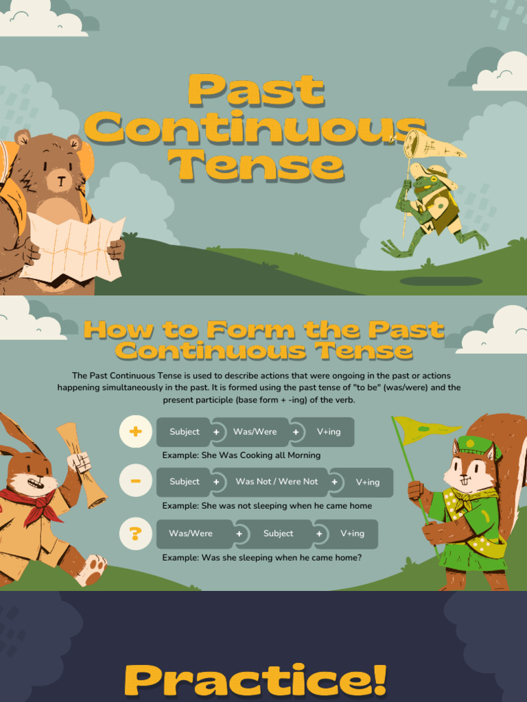 Past Continuous Tense Education Presentation in Colorful Illustration ...