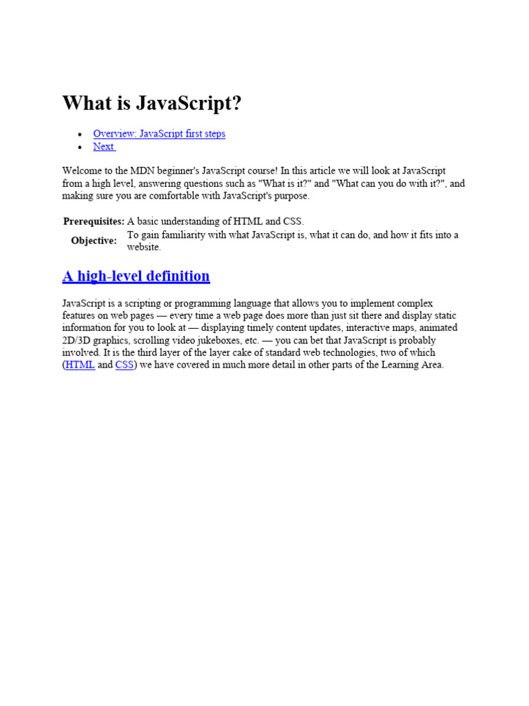 What Is Javascript?: A High-Level Definition | PDF