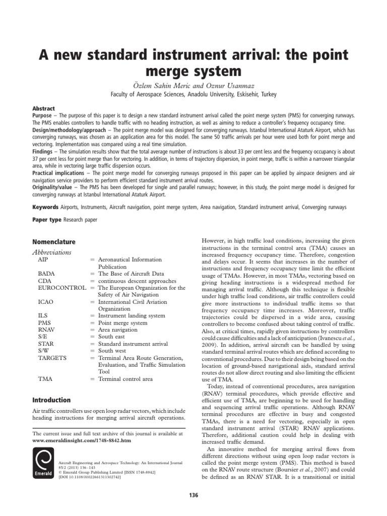 Point Merge System for Converging Runways | PDF | Air Traffic Control ...